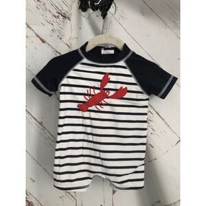Gymboree baby boys 0-3 months lobster rash guard one piece swim suit